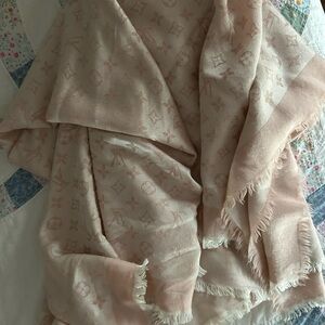 Louis Vuitton Blush Pink Monogram Silk Wrap Scarf